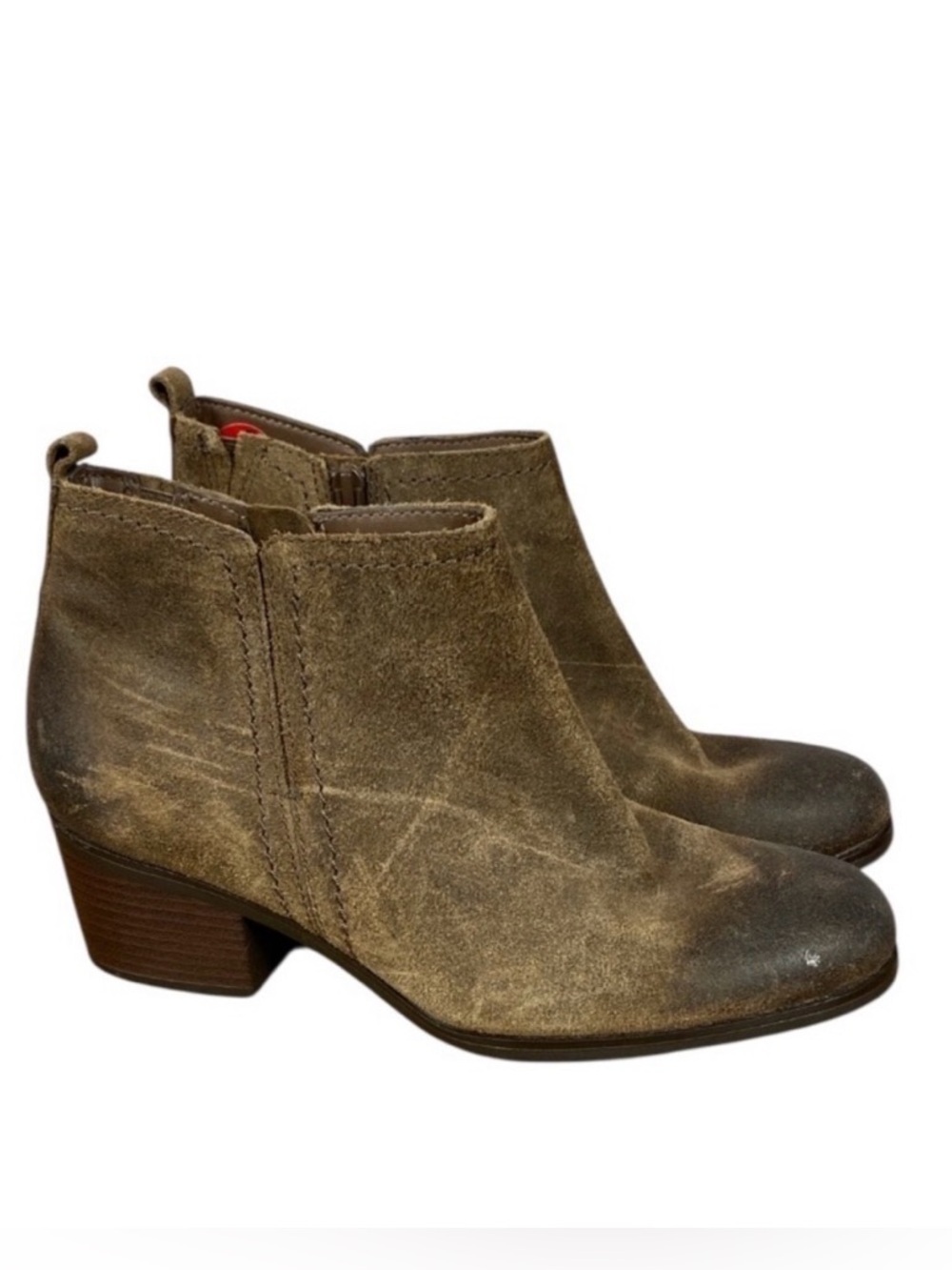 Rockport Vanna 2-Part Distressed Brown Leather Comfort Ankle Booties Sz 10